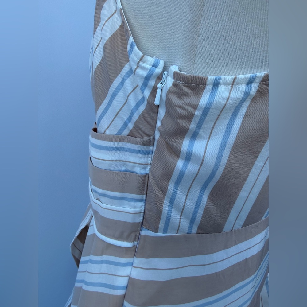 Anthropologie Maeve Asymmetrical  Wrap Shirt Dress Neutral Striped Collar SZ 6P - Picture 12 of 15